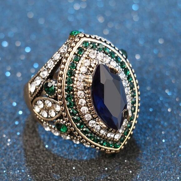 Vintage Turkish Style Gemstone Statement Ring - Picture 1 of 5